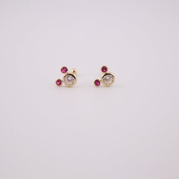 Women's 14k Gold Hot Pink Mickey Mouse Stud Earrings Adorable Jewelry ** - Picture 7 of 12